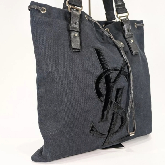 YSL 🔥 Rare 🔥 Rive Gauche Kahala Canvas and Leather Tote Bag! - Picture 2 of 10